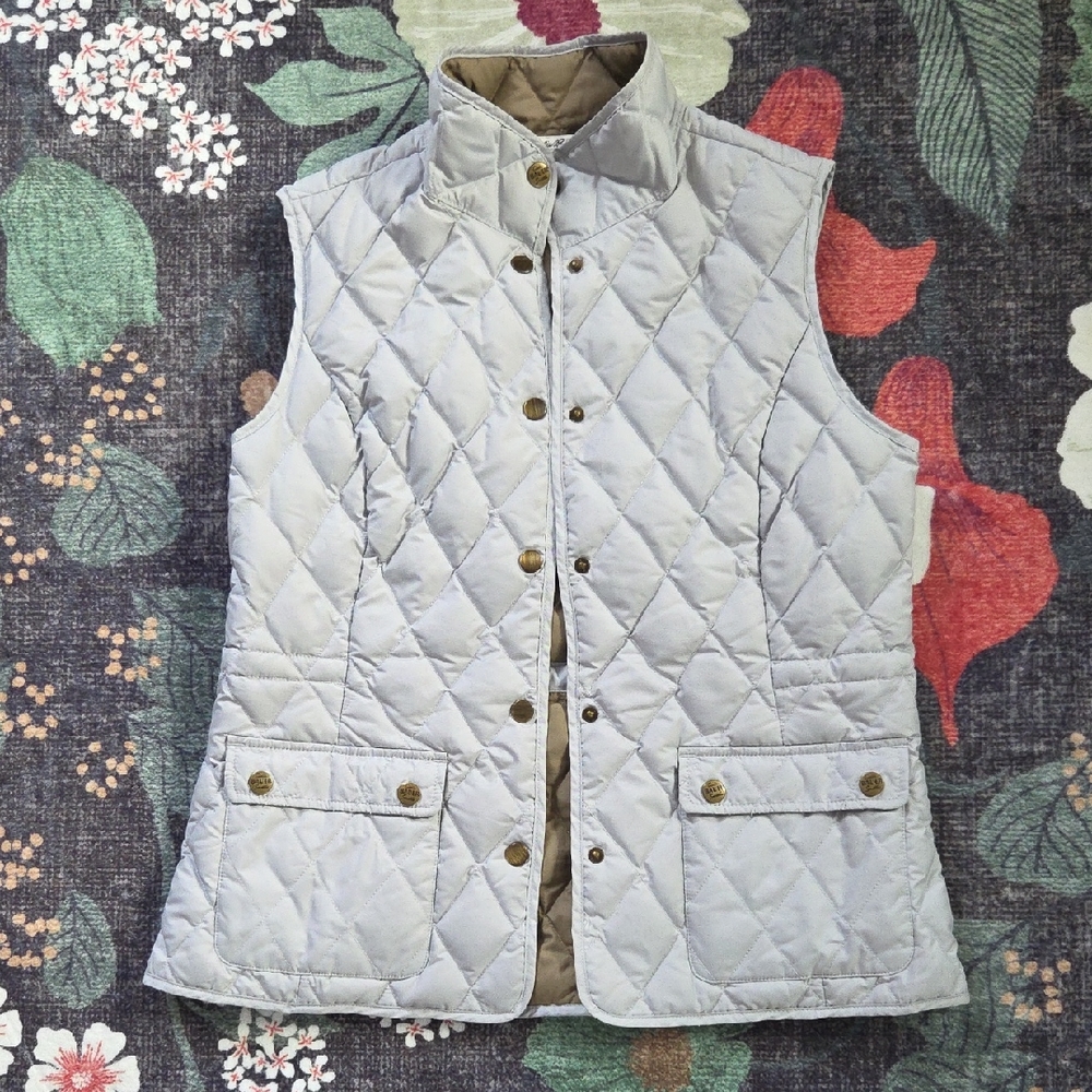 Eddie Bauer Quilted Light Gray Women's Vest